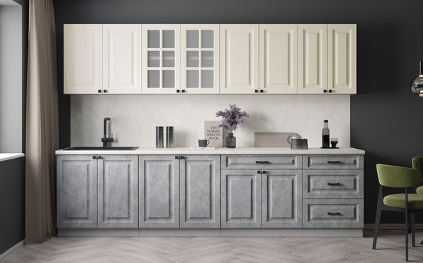 Изображение товара Кухонный гарнитур Интерлиния Мила Деко 3.0Б (керамика/белый/опал светлый)