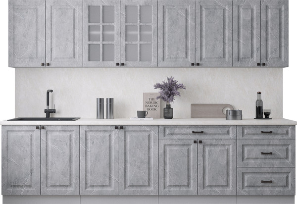 Изображение товара Кухонный гарнитур Интерлиния Мила Деко 3.0Б (керамика/керамика/опал светлый)