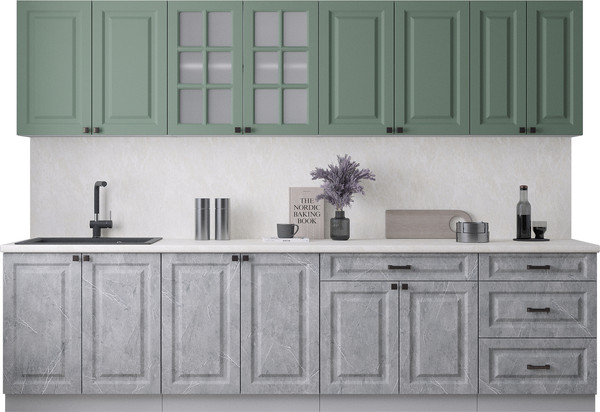 Изображение товара Кухонный гарнитур Интерлиния Мила Деко 3.0Б (керамика/мята/опал светлый)