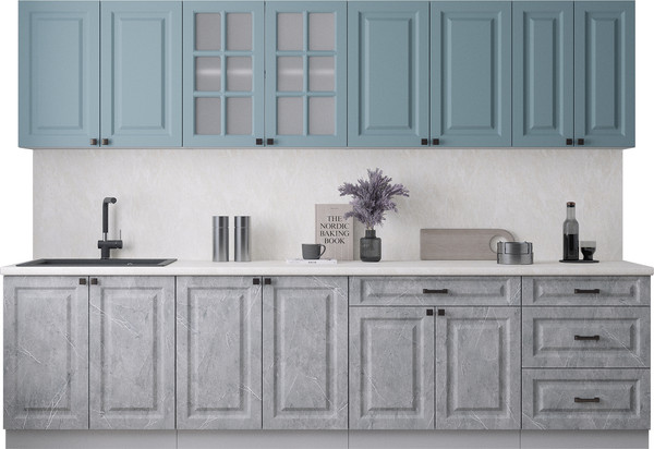 Изображение товара Кухонный гарнитур Интерлиния Мила Деко 3.0Б (керамика/океан/опал светлый)