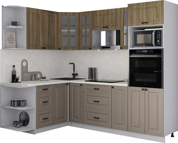 Изображение товара Кухонный гарнитур Интерлиния Мила Деко 1.68x2.4 LV (луна/дуб вотан/опал светлый)