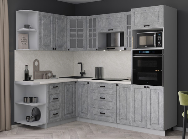 Изображение товара Кухонный гарнитур Интерлиния Мила Деко 1.68x2.4 LV (керамика/керамика/опал светлый)