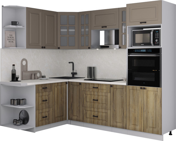 Изображение товара Кухонный гарнитур Интерлиния Мила Деко 1.68x2.4 LV (дуб вотан/луна/опал светлый)