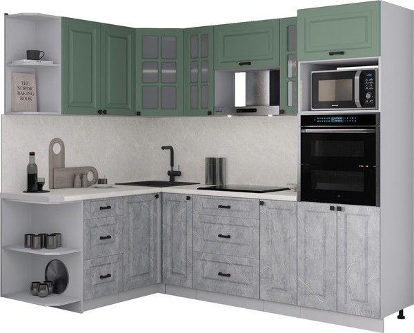 Изображение товара Кухонный гарнитур Интерлиния Мила Деко 1.68x2.4 LV (керамика/мята/опал светлый)