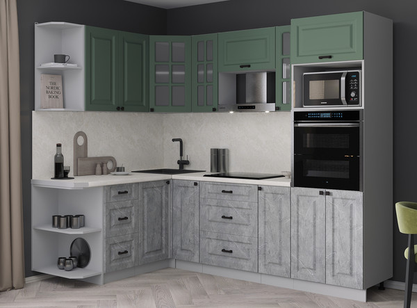 Изображение товара Кухонный гарнитур Интерлиния Мила Деко 1.68x2.4 LV (керамика/мята/опал светлый)