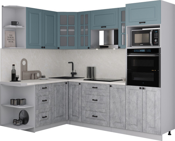 Изображение товара Кухонный гарнитур Интерлиния Мила Деко 1.68x2.4 LV (керамика/океан/опал светлый)