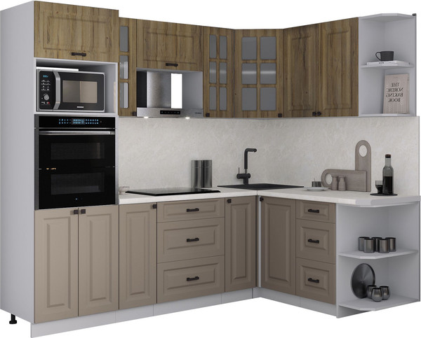 Изображение товара Кухонный гарнитур Интерлиния Мила Деко 1.68x2.4 PR (луна/дуб вотан/опал светлый)