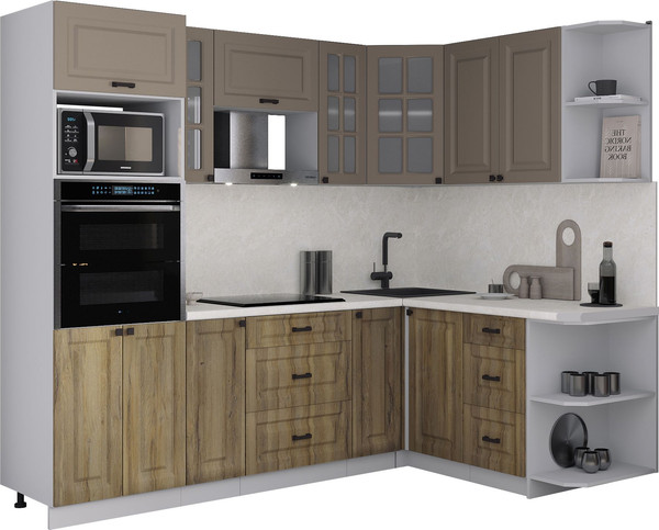 Изображение товара Кухонный гарнитур Интерлиния Мила Деко 1.68x2.4 PR (дуб вотан/луна/опал светлый)
