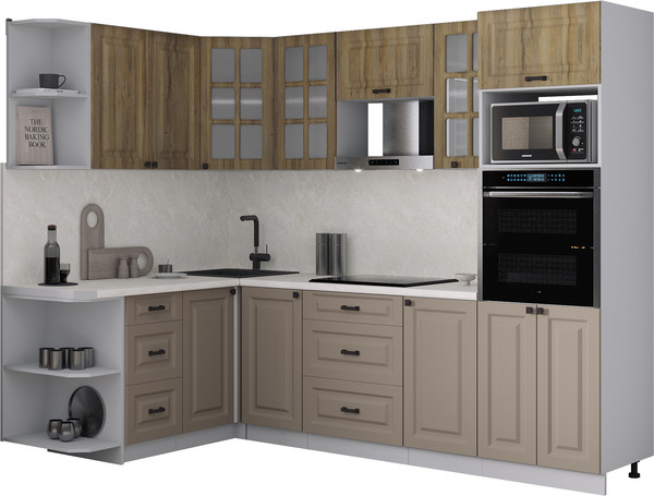 Изображение товара Кухонный гарнитур Интерлиния Мила Деко 1.68x2.6 LV (луна/дуб вотан/опал светлый)