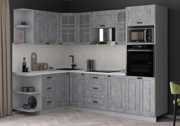 Изображение товара Кухонный гарнитур Интерлиния Мила Деко 1.68x2.6 LV (керамика/керамика/опал светлый)