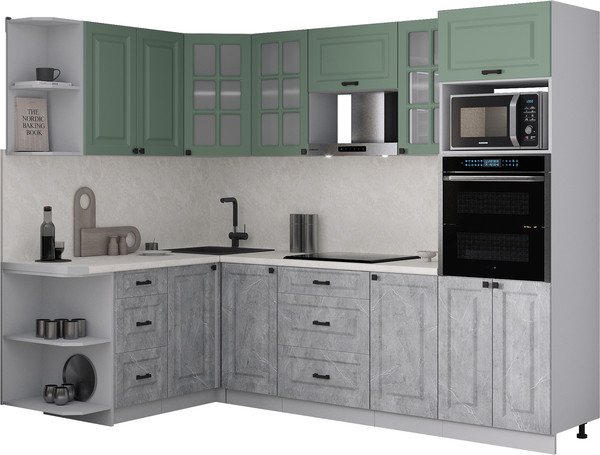 Изображение товара Кухонный гарнитур Интерлиния Мила Деко 1.68x2.6 LV (керамика/мята/опал светлый)