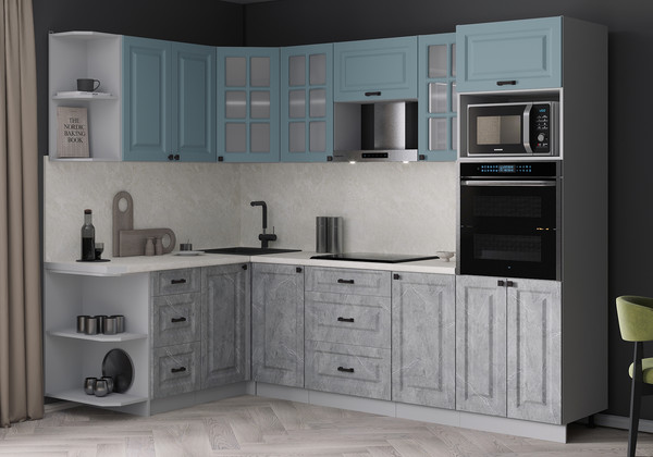 Изображение товара Кухонный гарнитур Интерлиния Мила Деко 1.68x2.6 LV (керамика/океан/опал светлый)