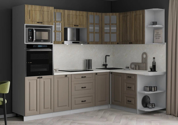 Изображение товара Кухонный гарнитур Интерлиния Мила Деко 1.68x2.6 PR (луна/дуб вотан/опал светлый)