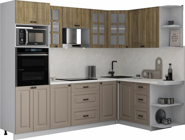 Изображение товара Кухонный гарнитур Интерлиния Мила Деко 1.68x2.6 PR (луна/дуб вотан/опал светлый)