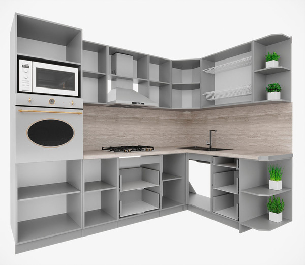 Изображение товара Кухонный гарнитур Интерлиния Мила Деко 1.68x2.6 PR (керамика/океан/опал светлый)