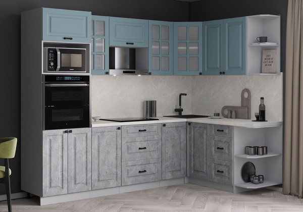 Изображение товара Кухонный гарнитур Интерлиния Мила Деко 1.68x2.6 PR (керамика/океан/опал светлый)