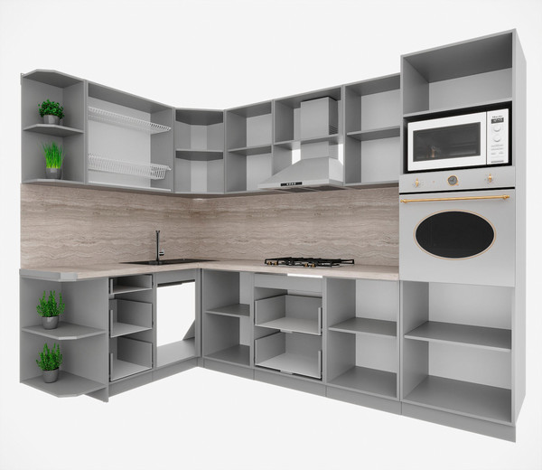 Изображение товара Кухонный гарнитур Интерлиния Мила Деко 1.68x2.8 LV (керамика/белый/опал светлый)