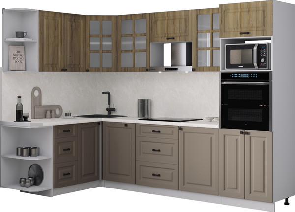 Изображение товара Кухонный гарнитур Интерлиния Мила Деко 1.68x2.8 LV (луна/дуб вотан/опал светлый)