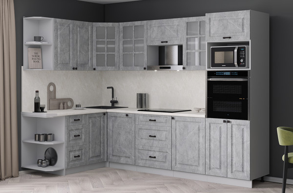 Изображение товара Кухонный гарнитур Интерлиния Мила Деко 1.68x2.8 LV (керамика/керамика/опал светлый)