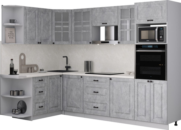 Изображение товара Кухонный гарнитур Интерлиния Мила Деко 1.68x2.8 LV (керамика/керамика/опал светлый)