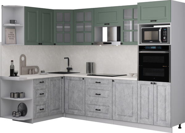 Изображение товара Кухонный гарнитур Интерлиния Мила Деко 1.68x2.8 LV (керамика/мята/опал светлый)