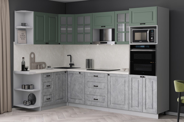 Изображение товара Кухонный гарнитур Интерлиния Мила Деко 1.68x2.8 LV (керамика/мята/опал светлый)