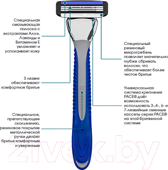 Изображение товара Бритвенный станок Dorco Pace 3 + 2 кассеты