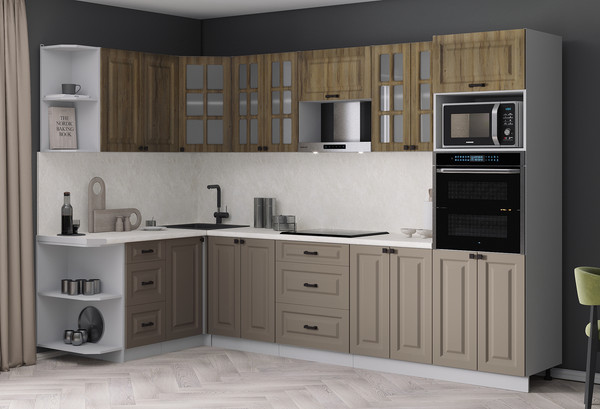 Изображение товара Кухонный гарнитур Интерлиния Мила Деко 1.68x3.0 LV (луна/дуб вотан/опал светлый)