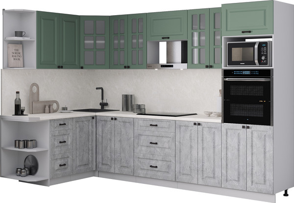 Изображение товара Кухонный гарнитур Интерлиния Мила Деко 1.68x3.0 LV (керамика/мята/опал светлый)