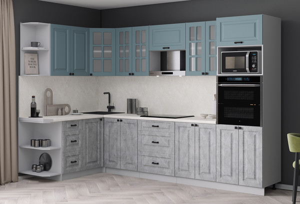 Изображение товара Кухонный гарнитур Интерлиния Мила Деко 1.68x3.0 LV (керамика/океан/опал светлый)