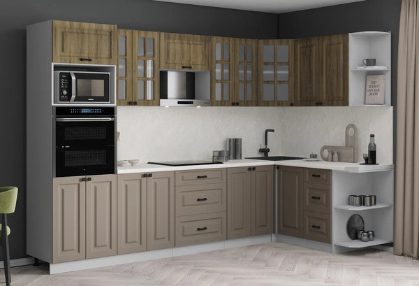 Изображение товара Кухонный гарнитур Интерлиния Мила Деко 1.68x3.0 PR (луна/дуб вотан/опал светлый)