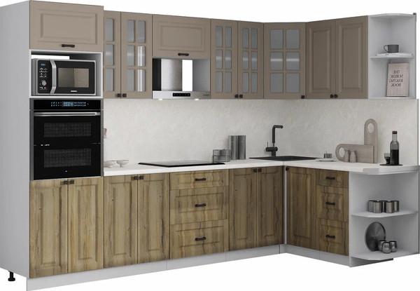 Изображение товара Кухонный гарнитур Интерлиния Мила Деко 1.68x3.0 PR (дуб вотан/луна/опал светлый)