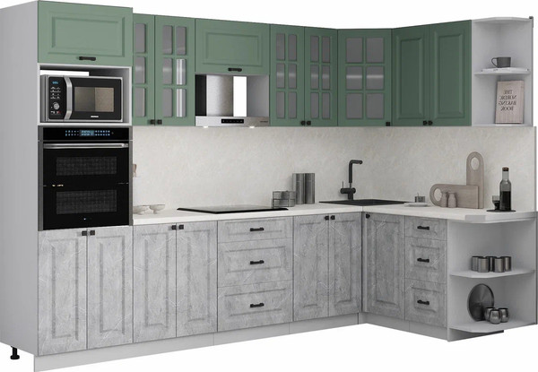 Изображение товара Кухонный гарнитур Интерлиния Мила Деко 1.68x3.0 PR (керамика/мята/опал светлый)