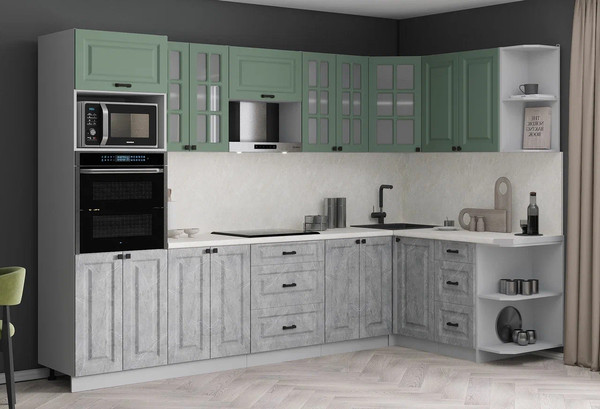 Изображение товара Кухонный гарнитур Интерлиния Мила Деко 1.68x3.0 PR (керамика/мята/опал светлый)