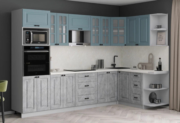 Изображение товара Кухонный гарнитур Интерлиния Мила Деко 1.68x3.0 PR (керамика/океан/опал светлый)