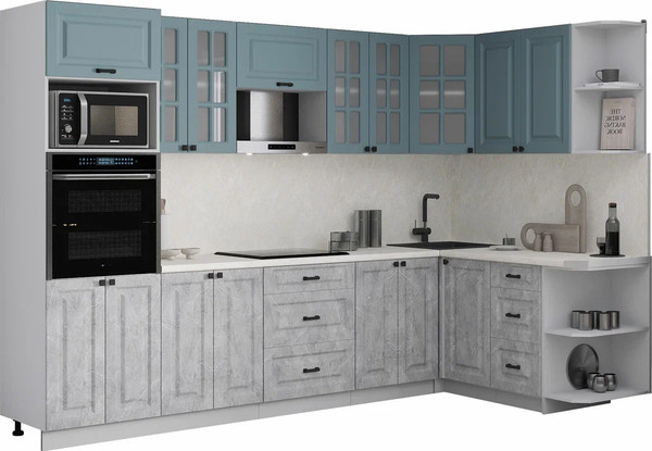 Изображение товара Кухонный гарнитур Интерлиния Мила Деко 1.68x3.0 PR (керамика/океан/опал светлый)