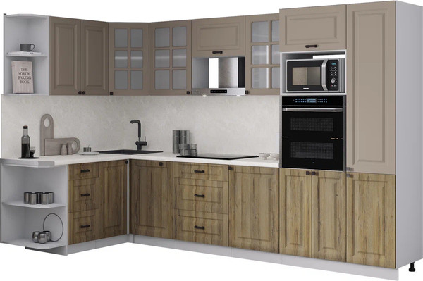 Изображение товара Кухонный гарнитур Интерлиния Мила Деко 1.68x3.2 LV (дуб вотан/луна/опал светлый)