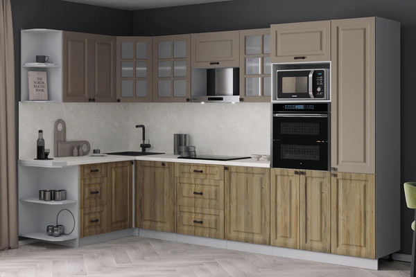 Изображение товара Кухонный гарнитур Интерлиния Мила Деко 1.68x3.2 LV (дуб вотан/луна/опал светлый)