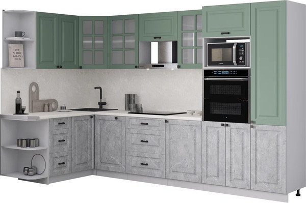 Изображение товара Кухонный гарнитур Интерлиния Мила Деко 1.68x3.2 LV (керамика/мята/опал светлый)