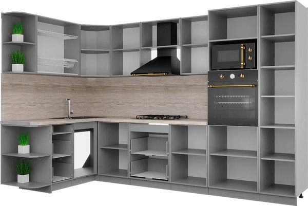 Изображение товара Кухонный гарнитур Интерлиния Мила Деко 1.68x3.2 LV (керамика/мята/опал светлый)