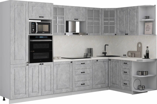 Изображение товара Кухонный гарнитур Интерлиния Мила Деко 1.68x3.2 PR (керамика/керамика/опал светлый)