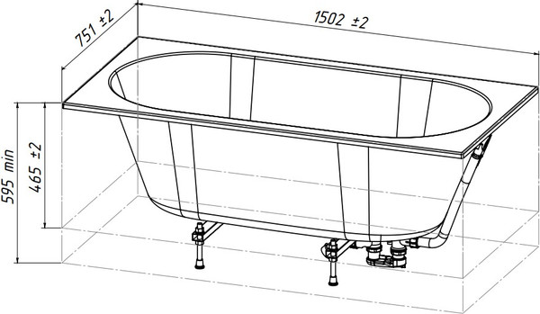 Изображение товара Ванна из искусственного мрамора Belux Борнео 150x75 (белый)