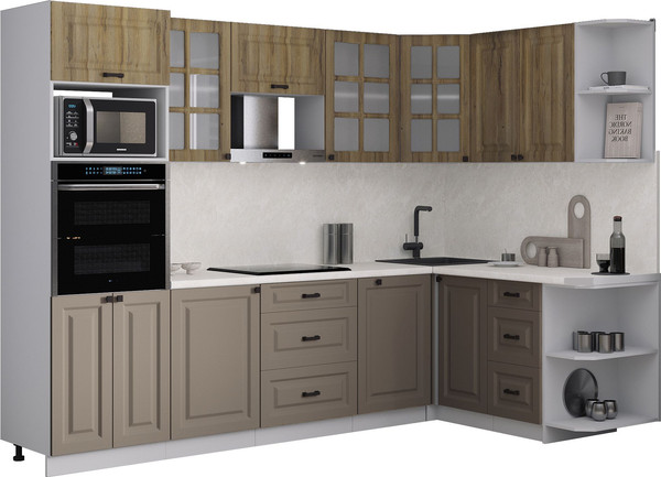 Изображение товара Кухонный гарнитур Интерлиния Мила Деко 1.68x2.8 PR (луна/дуб вотан/опал светлый)