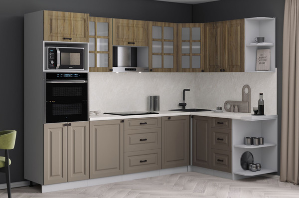 Изображение товара Кухонный гарнитур Интерлиния Мила Деко 1.68x2.8 PR (луна/дуб вотан/опал светлый)