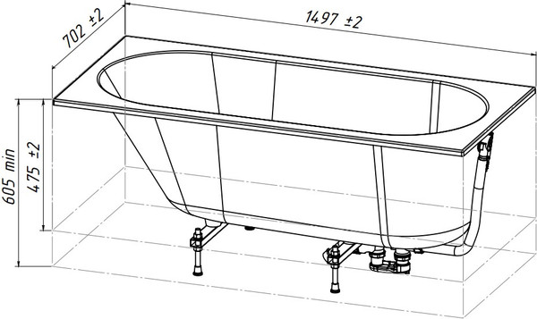Изображение товара Ванна из искусственного мрамора Belux Борнео 150x70 (18, белый матовый)
