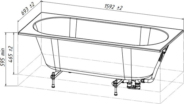 Изображение товара Ванна из искусственного мрамора Belux Борнео 160x70 (18, белый матовый)