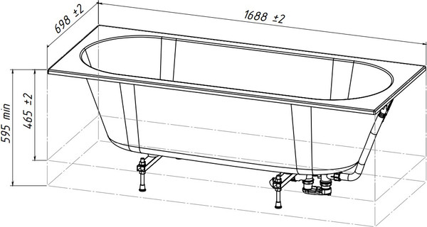 Изображение товара Ванна из искусственного мрамора Belux Борнео 170x70 (18, белый матовый)