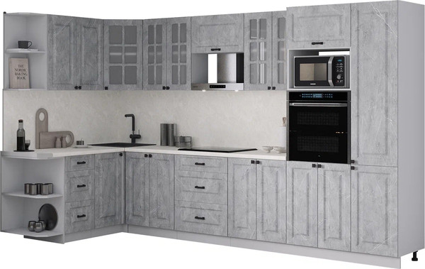 Изображение товара Кухонный гарнитур Интерлиния Мила Деко 1.68x3.4 LV (керамика/керамика/опал светлый)