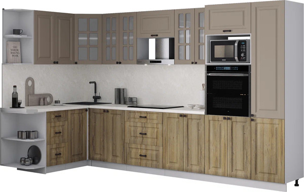 Изображение товара Кухонный гарнитур Интерлиния Мила Деко 1.68x3.4 LV (дуб вотан/луна/опал светлый)