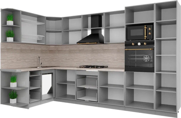 Изображение товара Кухонный гарнитур Интерлиния Мила Деко 1.68x3.4 LV (керамика/океан/опал светлый)